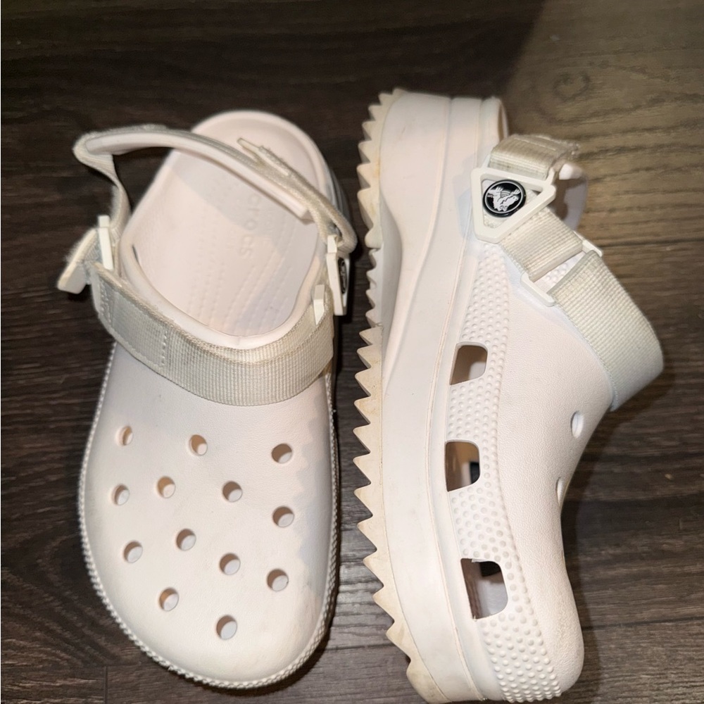 Womens White Strappy Clog Sandals
